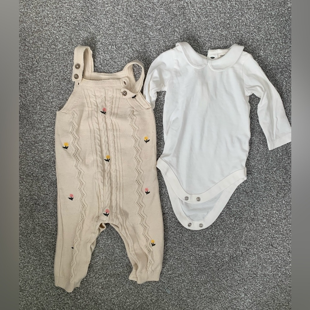 Charming Knit Overalls and Bodysuit Set